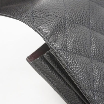 Chanel Long Wallet Matelasse Caviar Skin Black Gold Hardware Women