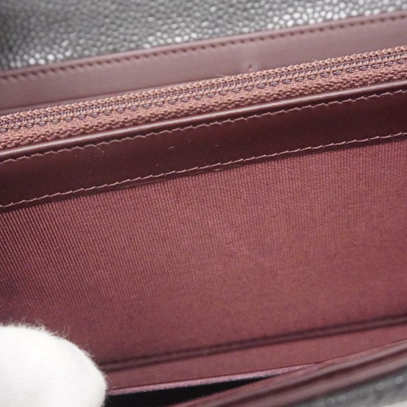 Chanel Long Wallet Matelasse Caviar Skin Black Gold Hardware Women