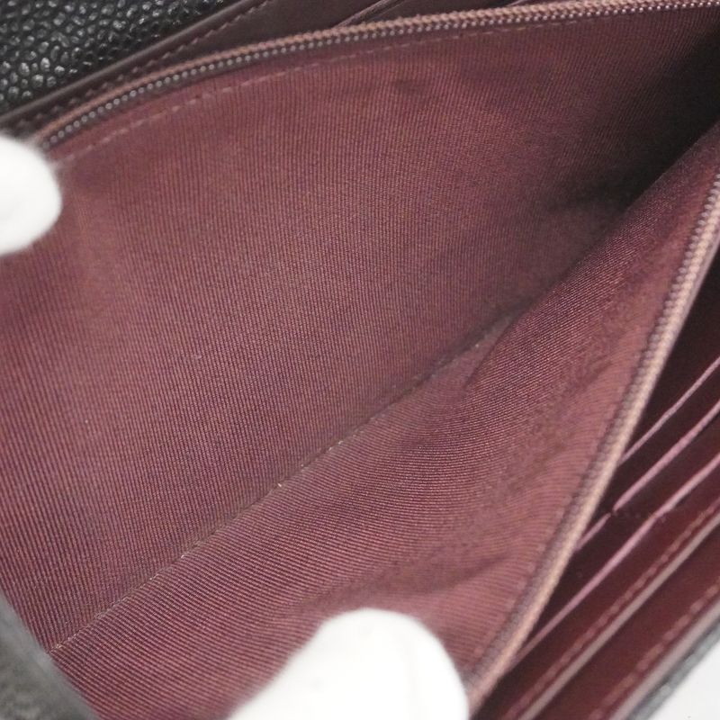 Chanel Long Wallet Matelasse Caviar Skin Black Gold Hardware Women