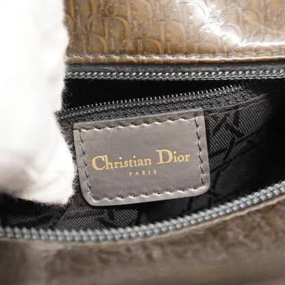 Christian Dior Handbag Lady Dior Enamel Brown Gold Hardware Women