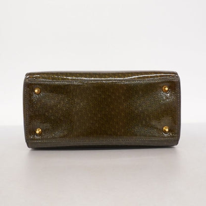 Christian Dior Handbag Lady Dior Enamel Brown Gold Hardware Women