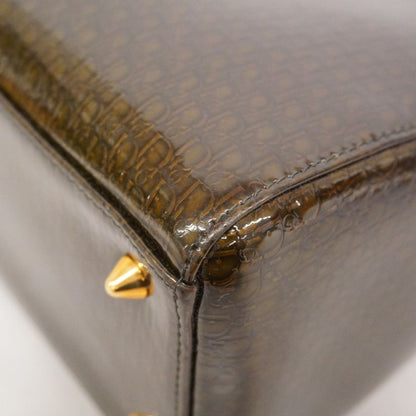 Christian Dior Handbag Lady Dior Enamel Brown Gold Hardware Women