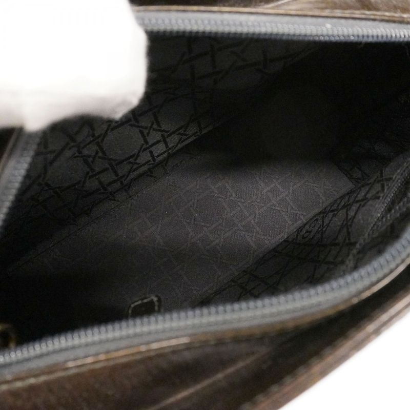 Christian Dior Handbag Lady Dior Enamel Brown Gold Hardware Women