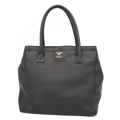 Chanel Tote Executive Tote Caviar Skin Black Silver Hardware Women's