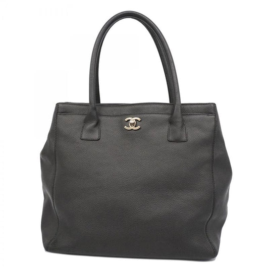 Chanel Tote Executive Tote Caviar Skin Black Silver Hardware Women's