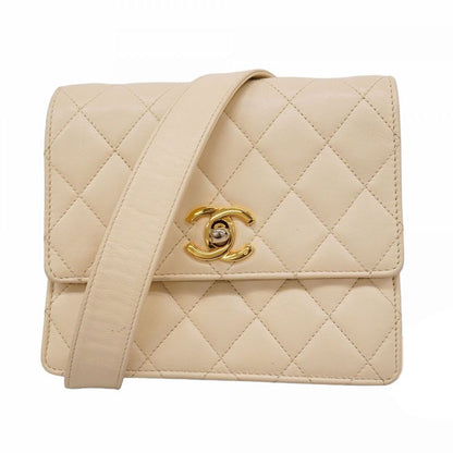 Chanel Waist Bag Matelasse Lambskin Ivory Gold Hardware Women