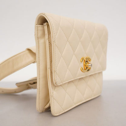 Chanel Waist Bag Matelasse Lambskin Ivory Gold Hardware Women