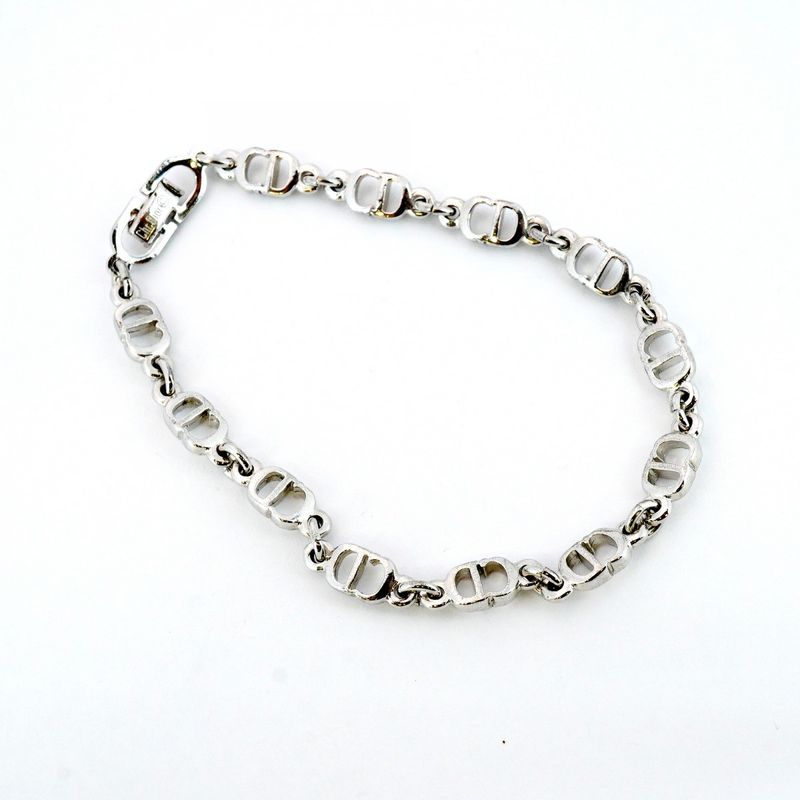 Christian Dior Bracelet CD Logo Metal Silver Ladies