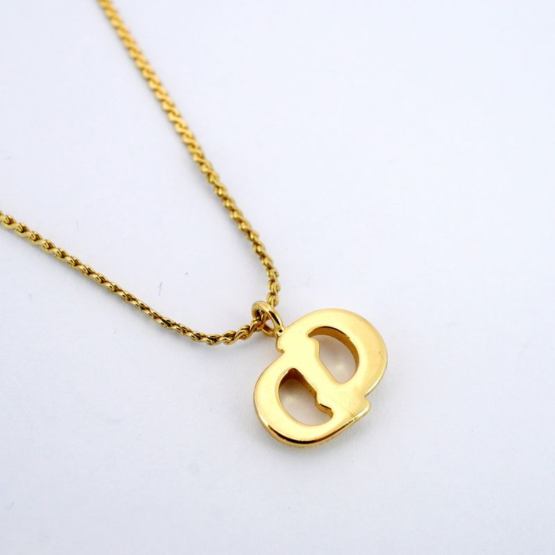 Christian Dior Necklace CD Logo GP Plated Gold Ladies
