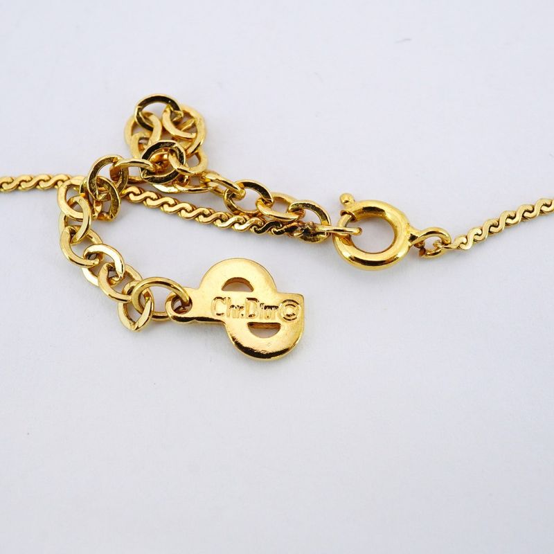 Christian Dior Necklace CD Logo GP Plated Gold Ladies