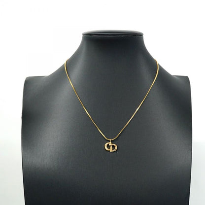 Christian Dior Necklace CD Logo GP Plated Gold Ladies