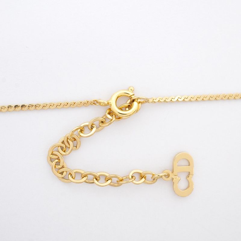 Christian Dior Necklace CD Logo GP Plated Rhinestone Gold Ladies