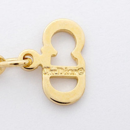 Christian Dior Necklace CD Logo GP Plated Rhinestone Gold Ladies