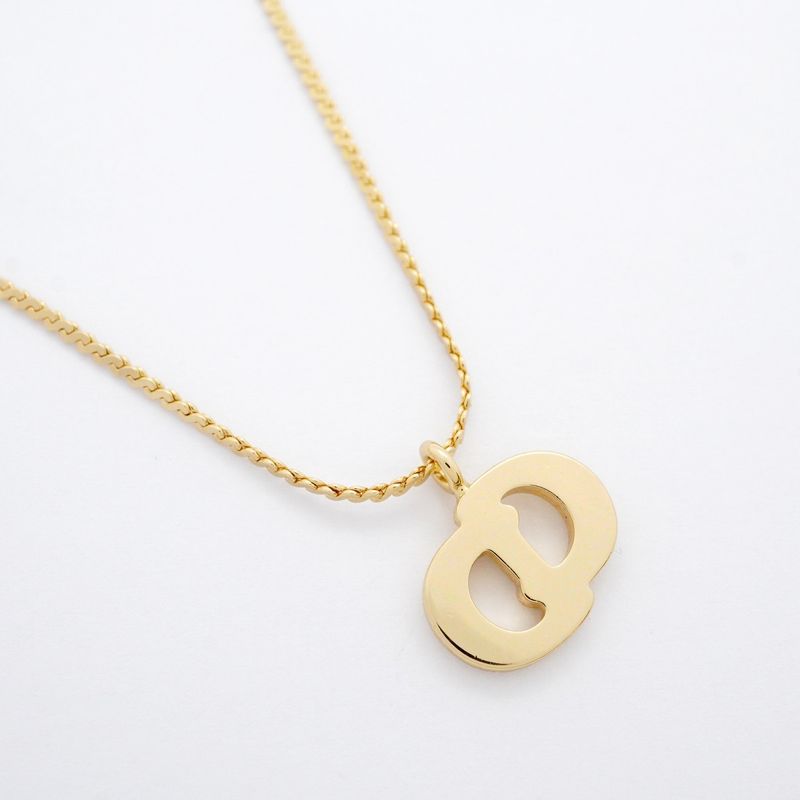 Christian Dior Necklace CD Logo GP Plated Rhinestone Gold Ladies