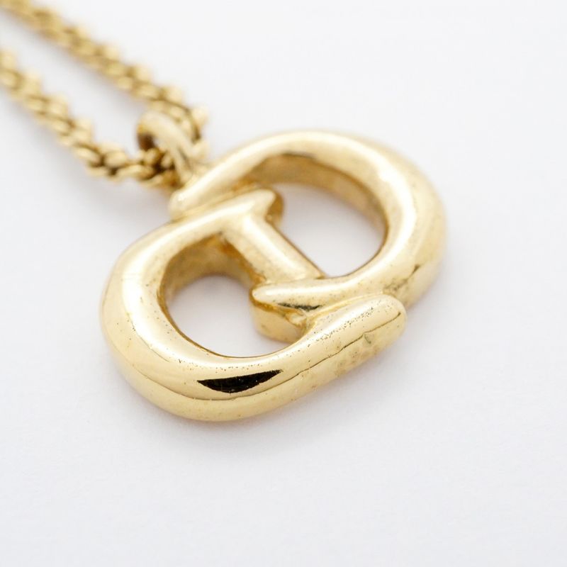 Christian Dior Necklace CD Logo GP Plated Gold Ladies