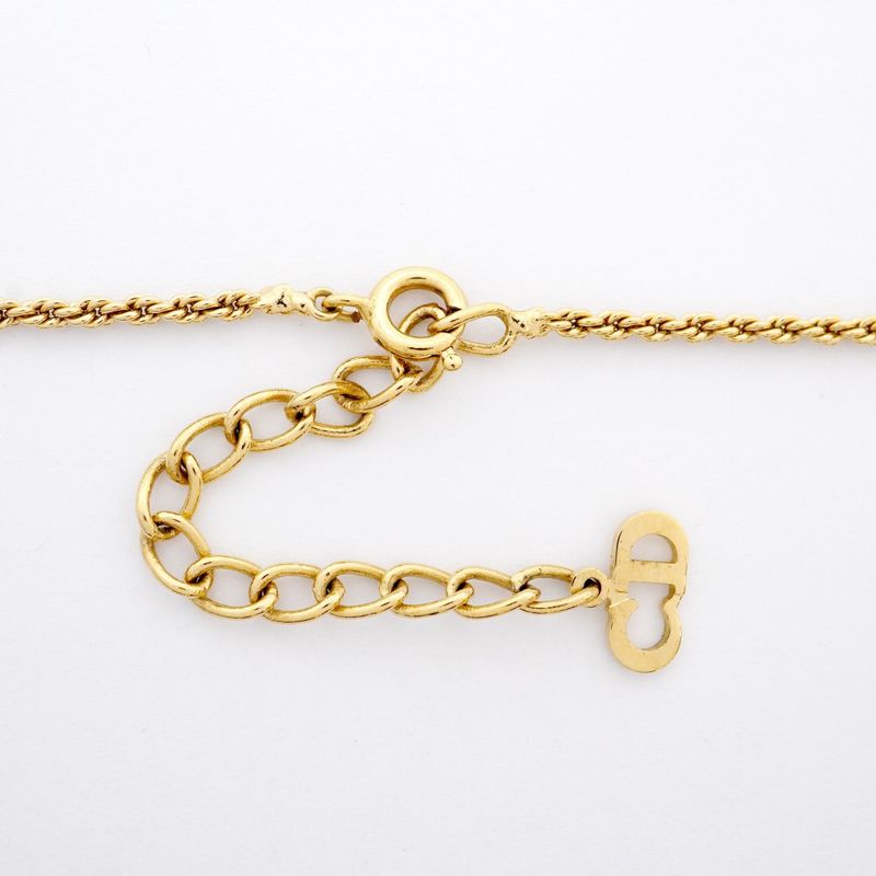 Christian Dior Necklace CD Logo GP Plated Gold Ladies