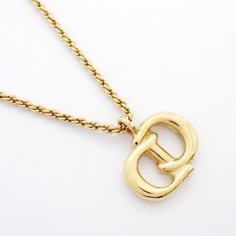 Christian Dior Necklace CD Logo GP Plated Gold Ladies