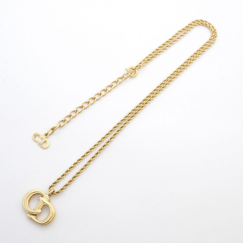 Christian Dior Necklace CD Logo GP Plated Gold Ladies