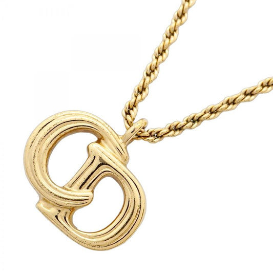 Christian Dior Necklace CD Logo GP Plated Gold Ladies