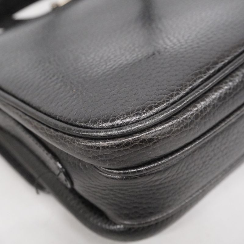 Celine Shoulder Bag Leather Black Silver Hardware Women