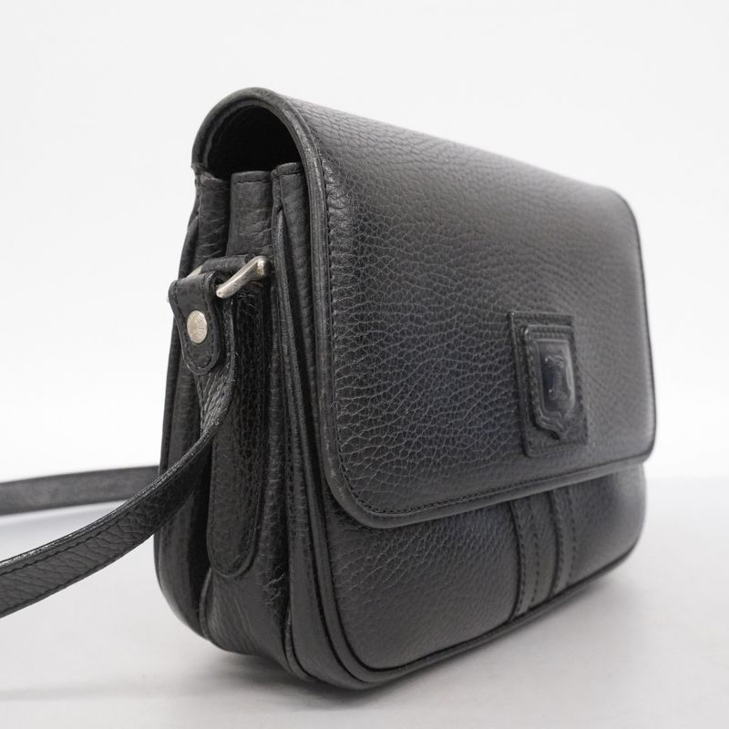 Celine Shoulder Bag Leather Black Silver Hardware Women