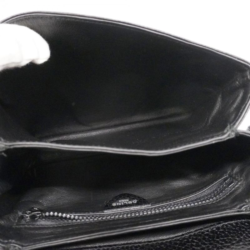 Celine Shoulder Bag Leather Black Silver Hardware Women