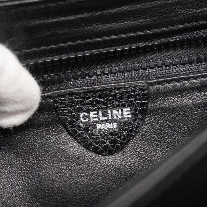 Celine Shoulder Bag Leather Black Silver Hardware Women