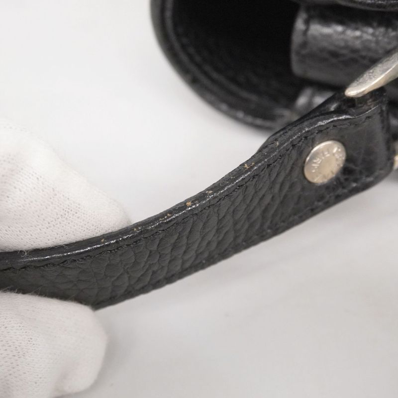 Celine Shoulder Bag Leather Black Silver Hardware Women