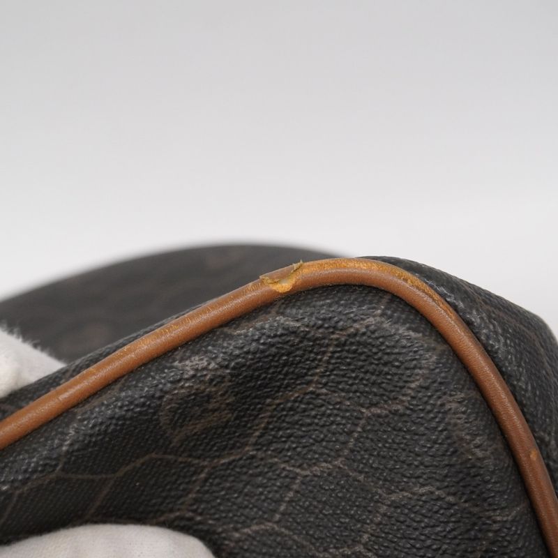 Christian Dior Boston Bag Honeycomb PVC Gray Brown Gold Hardware Men Women