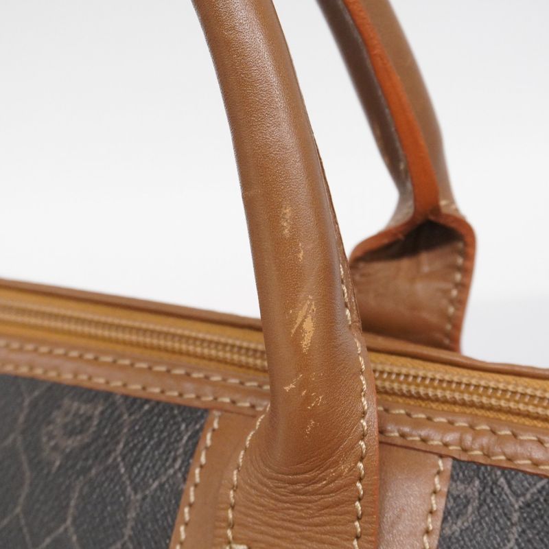 Christian Dior Boston Bag Honeycomb PVC Gray Brown Gold Hardware Men Women