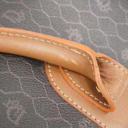 Christian Dior Boston Bag Honeycomb PVC Gray Brown Gold Hardware Men Women