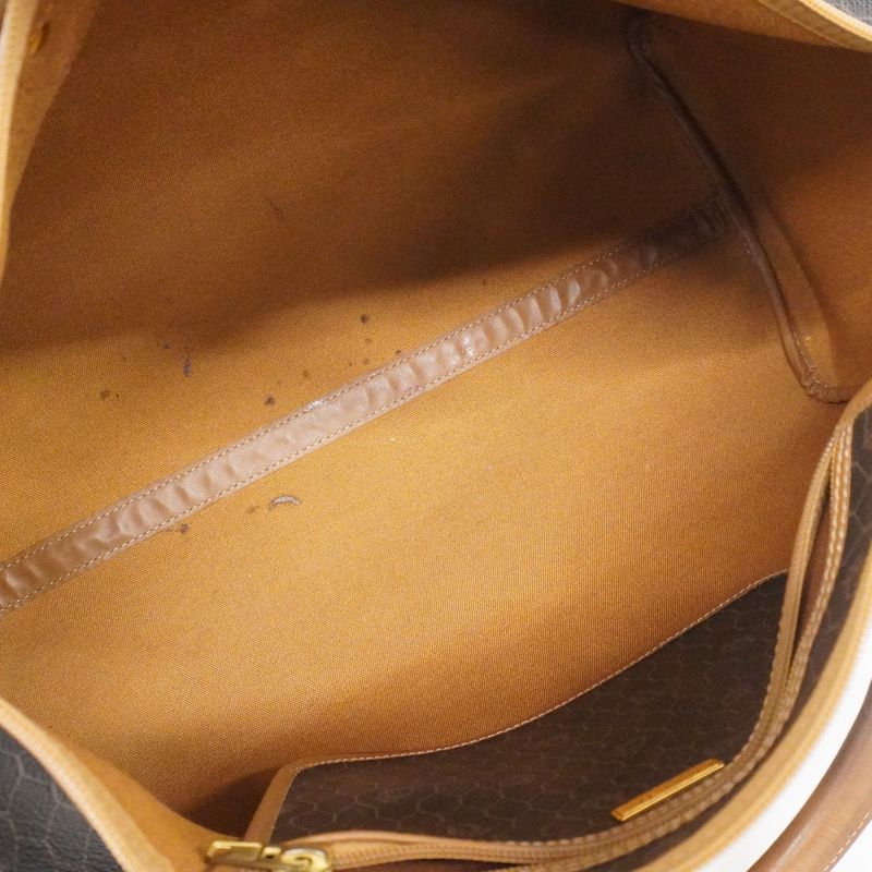 Christian Dior Boston Bag Honeycomb PVC Gray Brown Gold Hardware Men Women