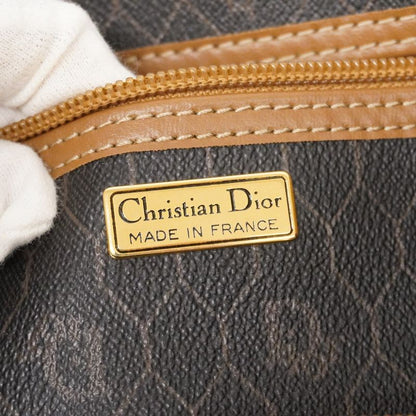 Christian Dior Boston Bag Honeycomb PVC Gray Brown Gold Hardware Men Women