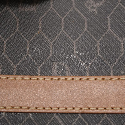 Christian Dior Boston Bag Honeycomb PVC Gray Brown Gold Hardware Men Women