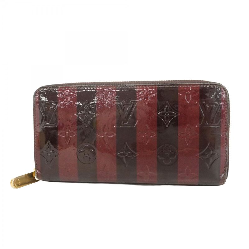 Louis Vuitton Vernis Rayures Zippy Wallet M91717 Amarante Women's Long Wallet
