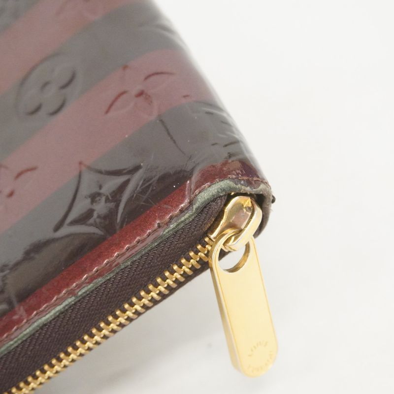 Louis Vuitton Vernis Rayures Zippy Wallet M91717 Amarante Women's Long Wallet