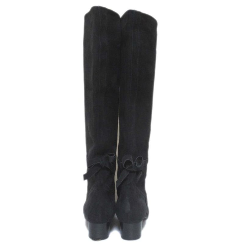 Good Hermes Suede Leather Ribbon Long Boots Size 34.5 Equivalent To 22cm