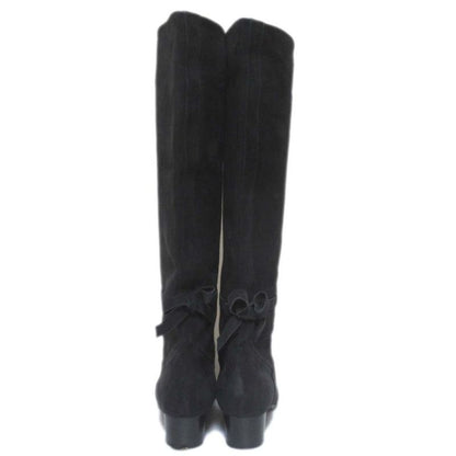 Good Hermes Suede Leather Ribbon Long Boots Size 34.5 Equivalent To 22cm