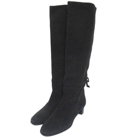 Good Hermes Suede Leather Ribbon Long Boots Size 34.5 Equivalent To 22cm