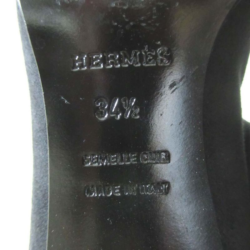 Good Hermes Suede Leather Ribbon Long Boots Size 34.5 Equivalent To 22cm