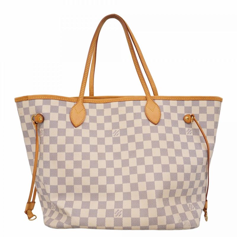 Louis Vuitton Tote Bag Damier Azure Neverfull MM N51107 White Ladies