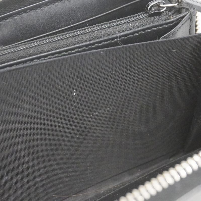 Guccissima 473928 Leather Black Silver Hardware Men Women Unisex Long Wallet