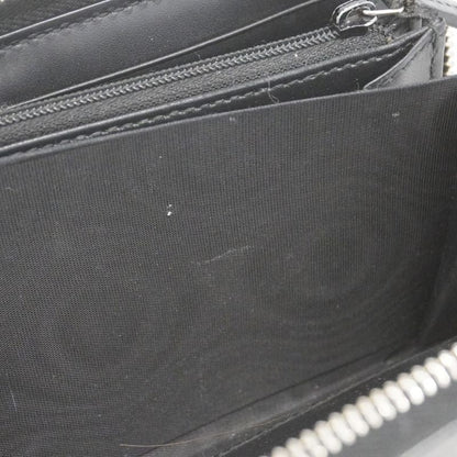 Guccissima 473928 Leather Black Silver Hardware Men Women Unisex Long Wallet