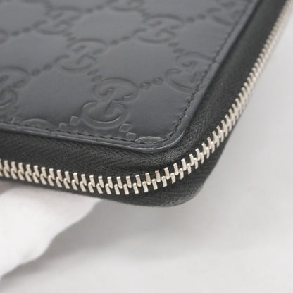 Guccissima 473928 Leather Black Silver Hardware Men Women Unisex Long Wallet