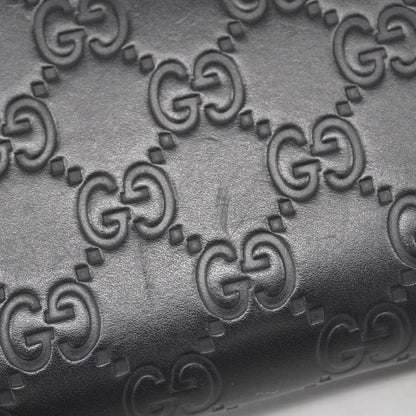 Guccissima 473928 Leather Black Silver Hardware Men Women Unisex Long Wallet