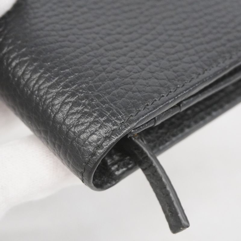 Gucci Wallet GG Marmont 456126 Leather Black Gold Hardware Men Ladies Unisex