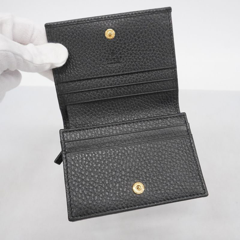 Gucci Wallet GG Marmont 456126 Leather Black Gold Hardware Men Ladies Unisex