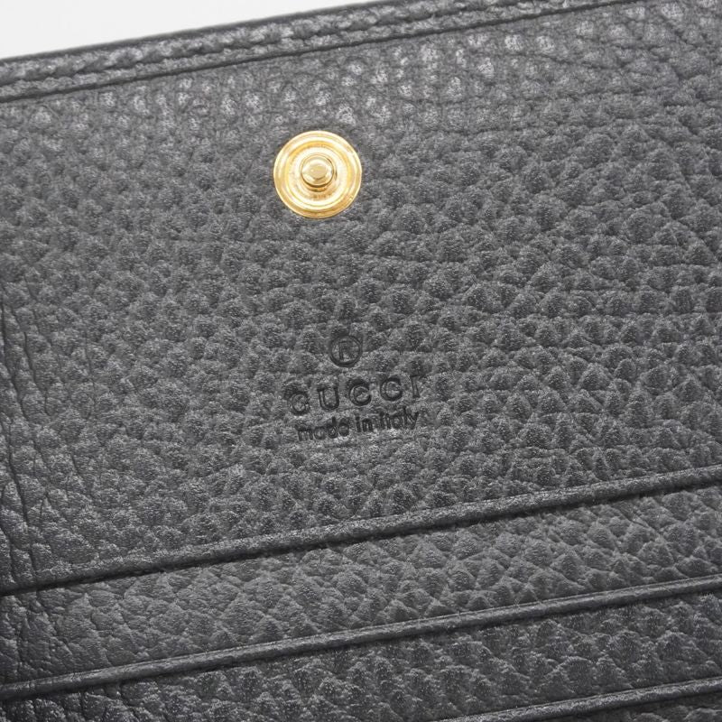 Gucci Wallet GG Marmont 456126 Leather Black Gold Hardware Men Ladies Unisex