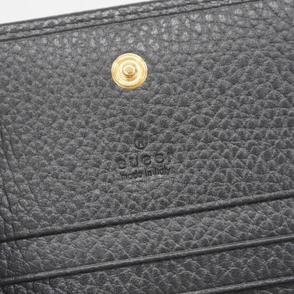 Gucci Wallet GG Marmont 456126 Leather Black Gold Hardware Men Ladies Unisex