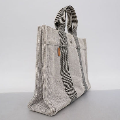 Hermes Tote Bag New Fourre Tout PM Canvas Gray Black Silver Hardware Women